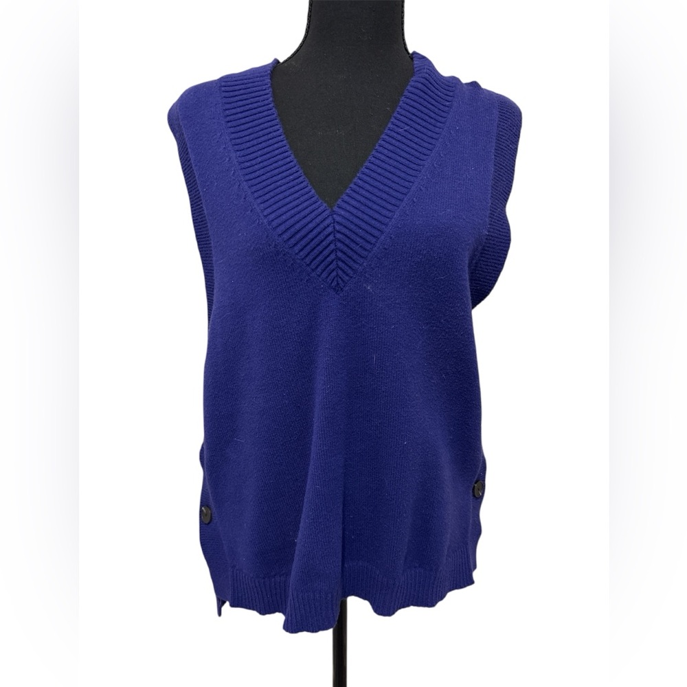 J. Jill V-Neck Sweater Vest - Rich Blue